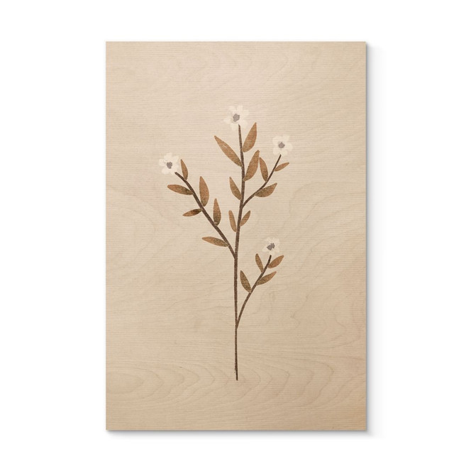 Holzbild Blumen Illustration - Vergissmeinnicht - Goed Blauw