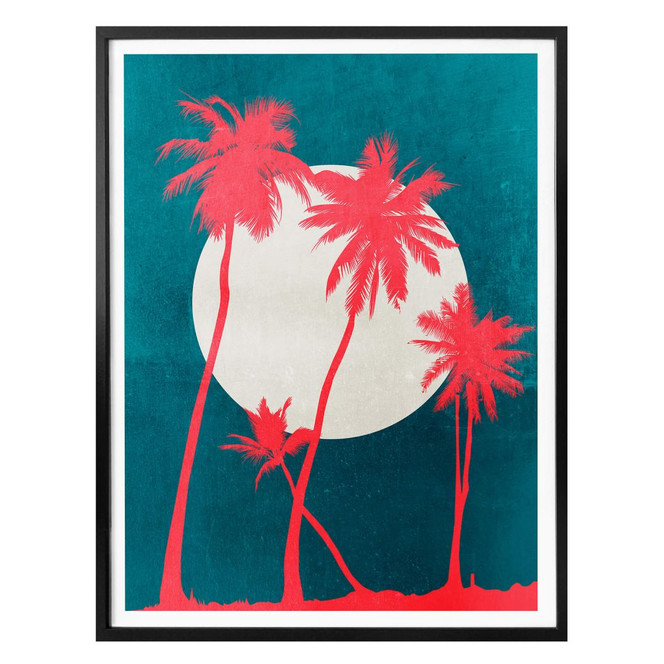 Poster Kubistika - Karibische Nacht unter Palmen