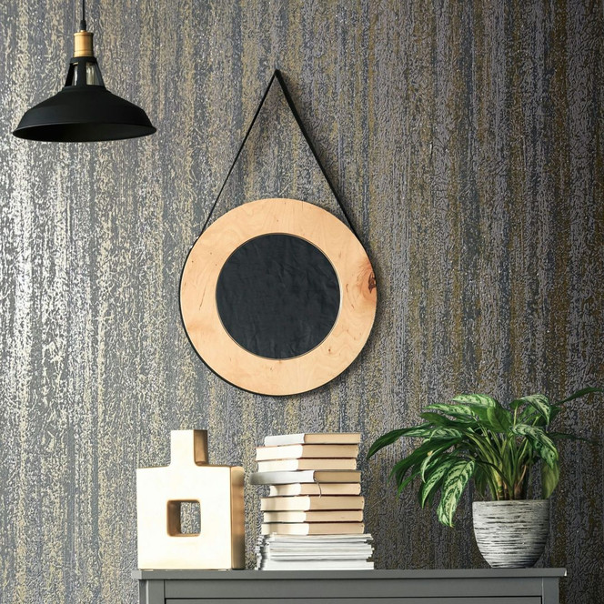 Vliestapete in leicht glänzender Streifenoptik anthrazit, bronze Grafisch