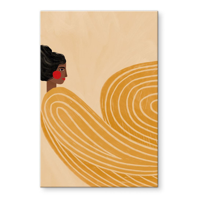 Acrylglasbild Frau mit gelbem Wirbel - Müller
