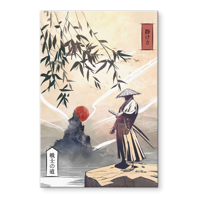 Acrylglasbild Samurai mit Schwert vor Sonnenaufgang - Roze