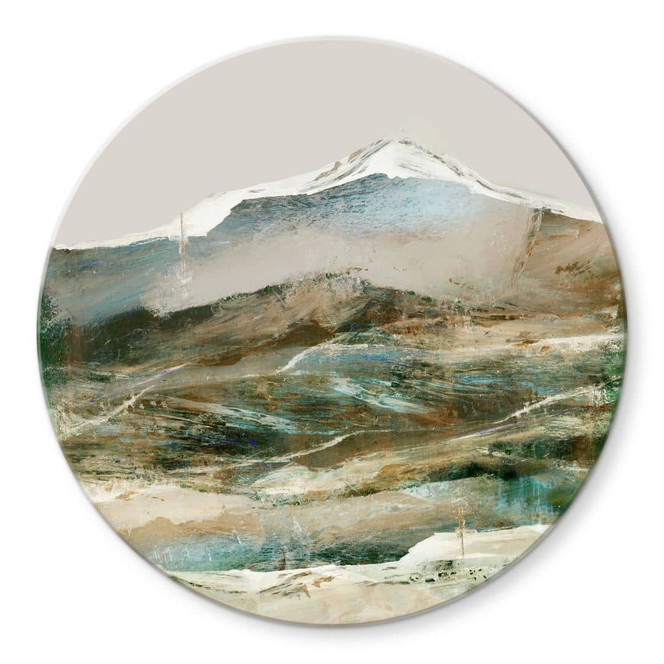 Glasbild Berge Abstrakt - Hobday - Rund