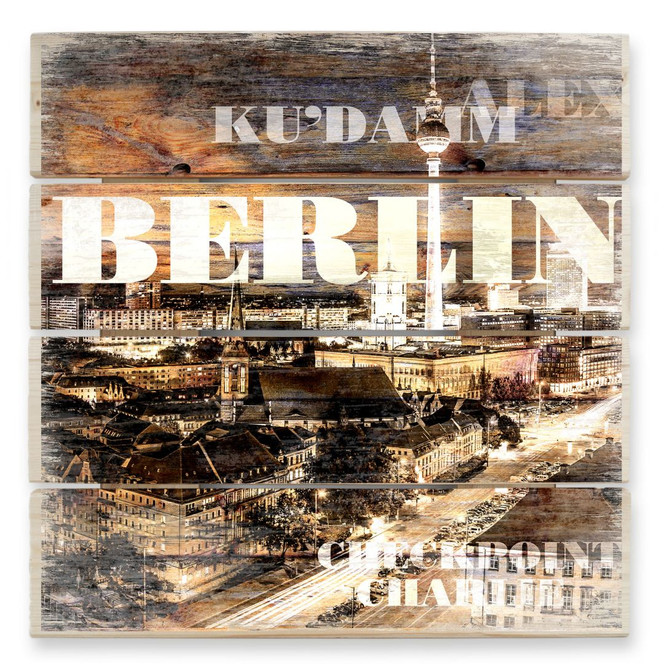 Holzbild Berlin Szenerie - 40 x 41.5 cm