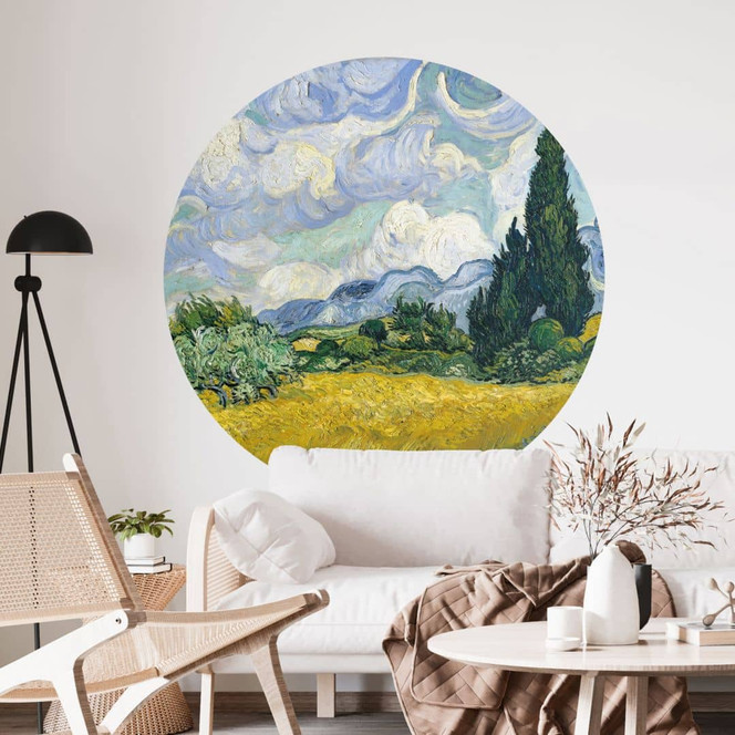 Wandtattoo van Gogh - Weizenfeld mit Zypressen - Rund