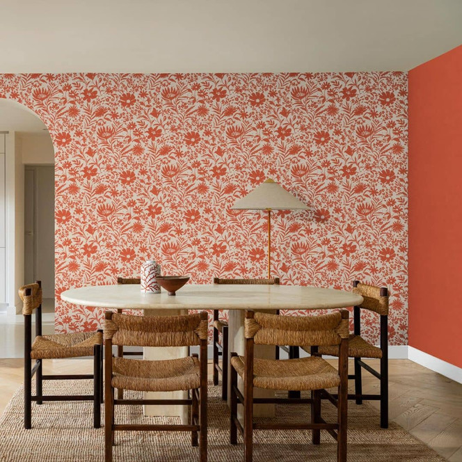 Blumentapete, Vliestapete Paraiso rot