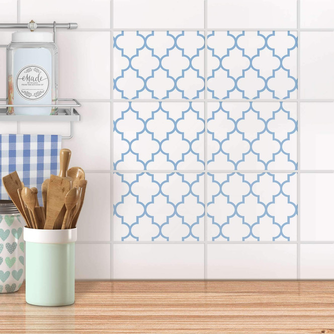 Fliesenfolie quer - Retro Pattern - Blau