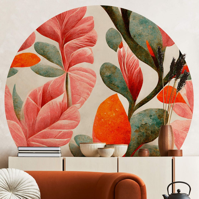 Fototapete Treechild - Indische Rose - Rund - Selbstklebend/Vlies