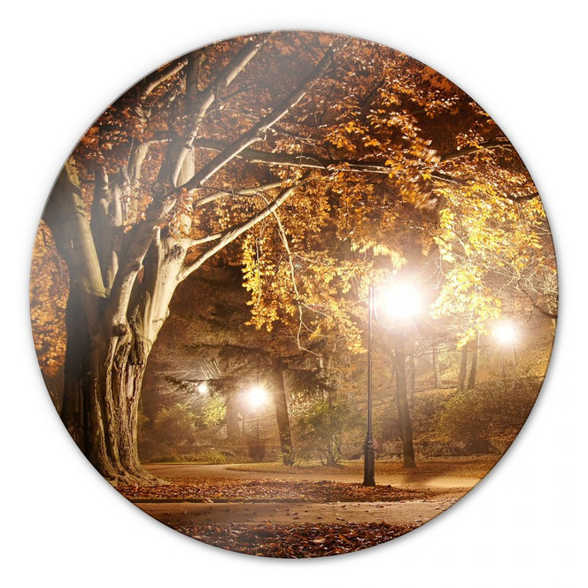 Glasbild Herbst im Park - rund
