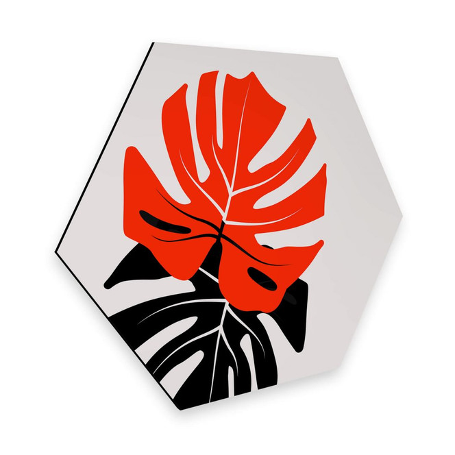 Hexagon - Alu-Dibond Kubistika - Monstera Duett