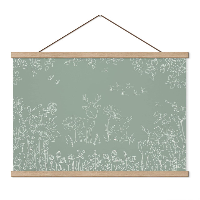 Kinderzimmer Stoffbild Zwei Rehe auf der Blumenwiese - Oliver Robins