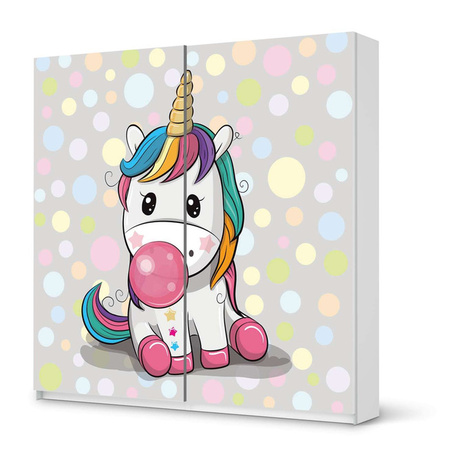 Möbel Klebefolie IKEA Pax Schrank 201cm Höhe - Schiebetür - Rainbow das Einhorn- Bild 1