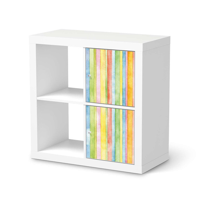 Möbelfolie IKEA Kallax Regal 2 Türen (hoch) - Watercolor Stripes- Bild 1