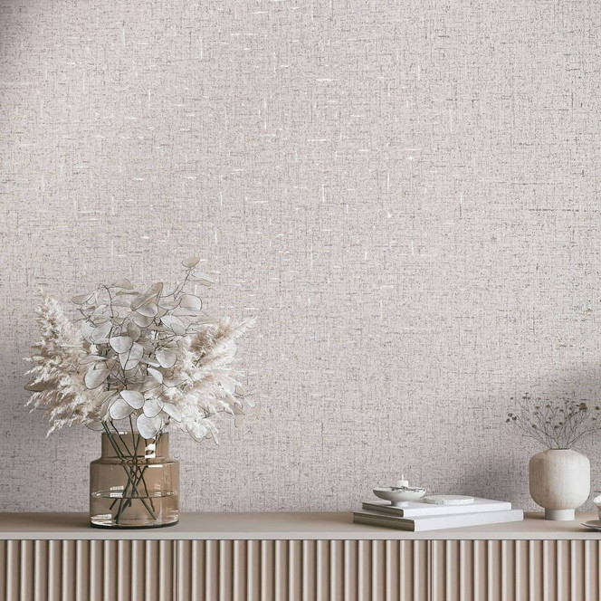 Vliestapete in leicht glänzender Struktur beige, grau Uni