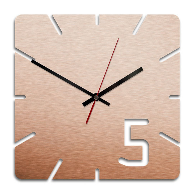 Wanduhr Alu-Dibond-Kupfereffekt - Fünf - Ø 28cm - Bild 1