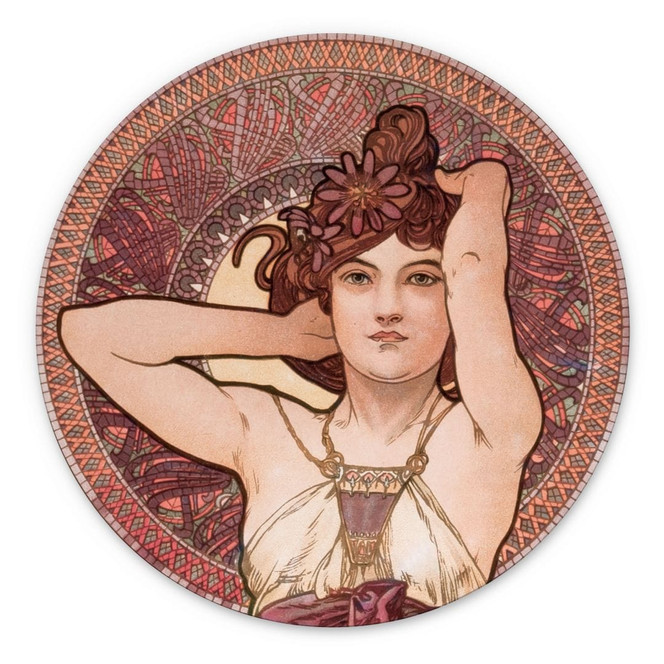 Alu-Dibond Mucha - Edelsteine: Amethyst - Rund