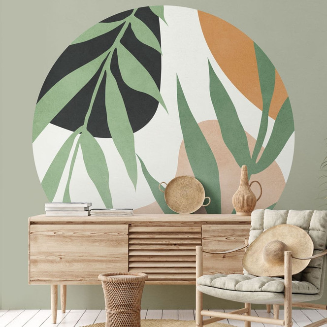 Fototapete Grüne Zweige im Dschungel - Costa - Rund - Selbstklebend/Vlies