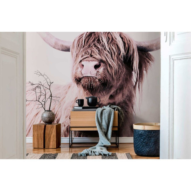 Livingwalls Fototapete ARTist Highland Cattle mit Hochland Rind braun, creme - Bild 1