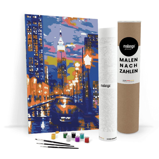 Malen nach Zahlen Leinwandbild - Empire State Building bei Dämmerung