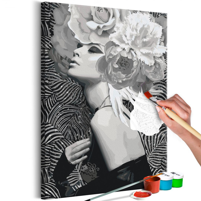Malen nach Zahlen Leinwandbild - Silberne Prinzessin - 40 x 50 cm - mit Keilrahmen - bespannt