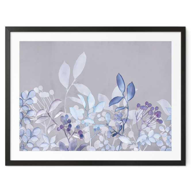 Poster Blaue Aquarell-Pflanzen - Haase