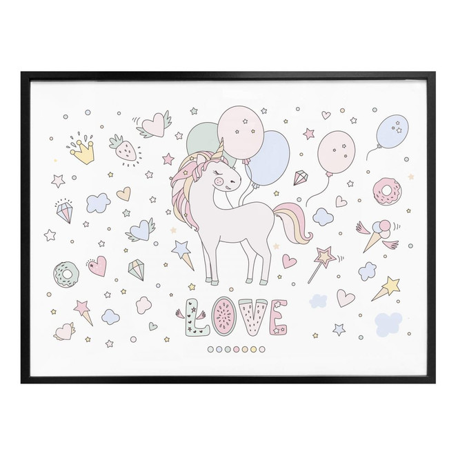 Poster Kvilis - Unicorn Love - Einhorn Ballon-Fete