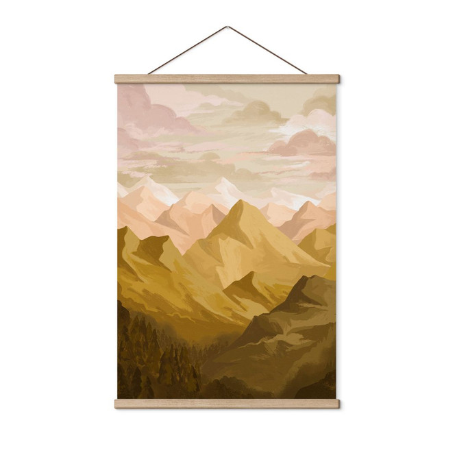 Stoffbild Landschaft - Goldene Berge im Sonnenuntergang - Goed Blauw