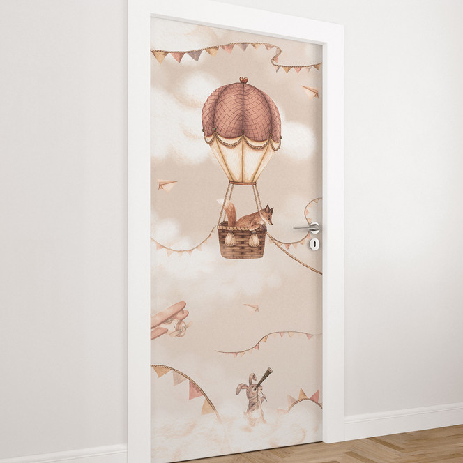 Türfolie Tierisches Abenteuer mit Heissluftballon - Oliver Robins
