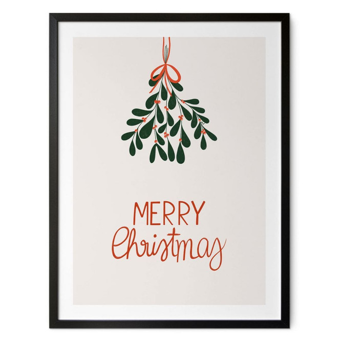 Weihnachtsposter Merry Christmas mit Mistelzweig - Lisboa