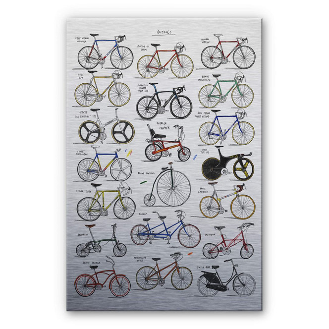 Alu-Dibond Bild mit Silbereffekt Sparshott - Fahrräder