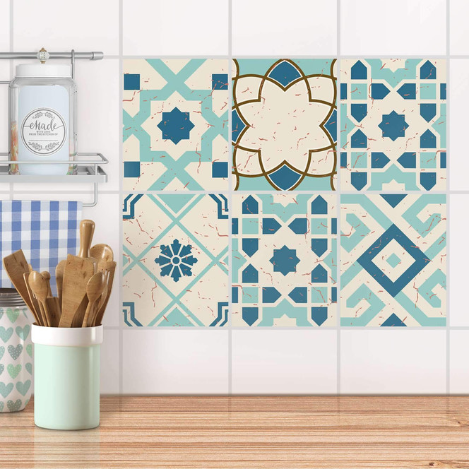 Fliesenaufkleber Set rechteckig - Mediterranean Tile Set - Emerald Green