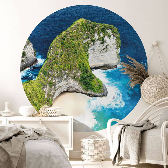 Fototapete Strandtapete Felsenküste von Nusa Penida - Hugonnard - Rund - Selbstklebend/Vlies