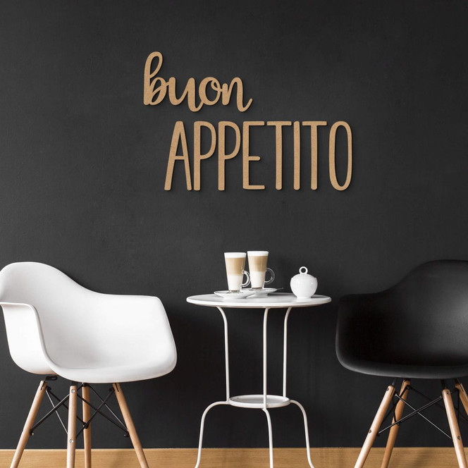 Küchenspruch Buon Appetito - Wanddeko MDF Natur