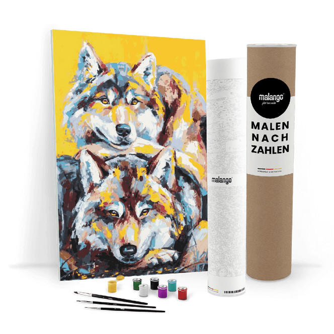 Malen nach Zahlen Leinwandbild - Wolf Paar