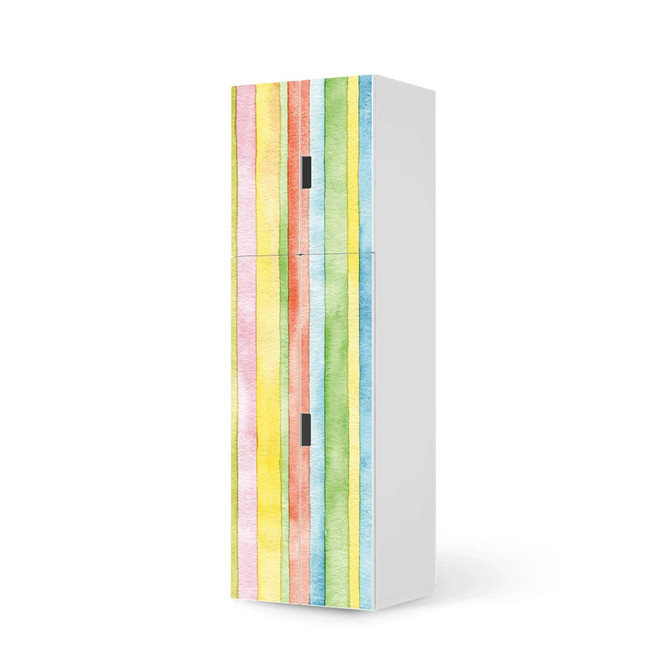 Möbelfolie IKEA Stuva / Malad - 2 grosse Türen und 2 kleine Türen - Watercolor Stripes- Bild 1