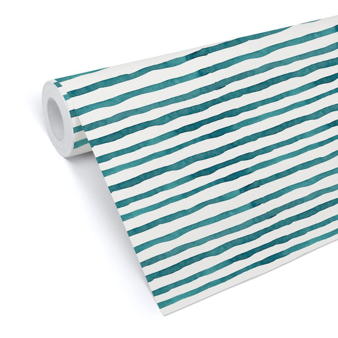 Mustertapete - Aquarell Streifen 01 - türkis