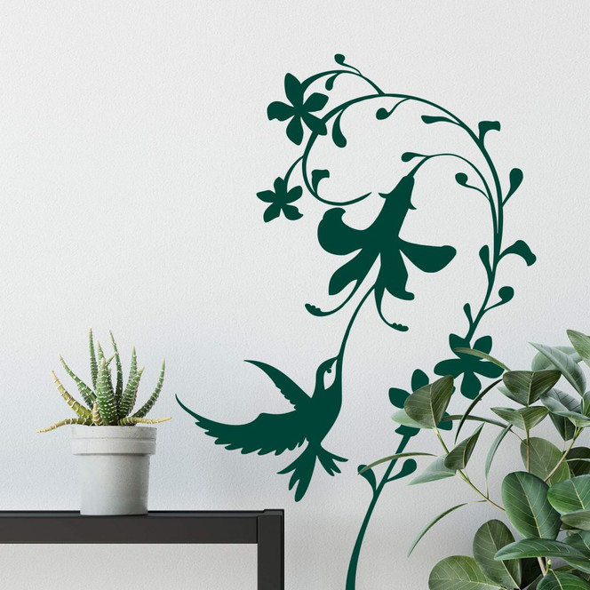 Wandtattoo Colibri-Blüten