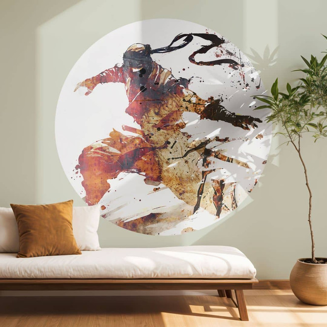 Wandtattoo Fliegender Ninja - Kulik - Rund
