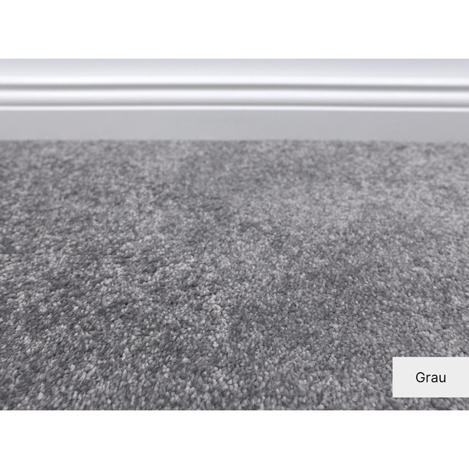 Zagreb Velours Teppichboden Meterware in Grau