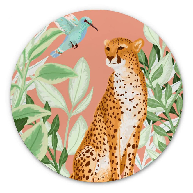 Alu-Dibond Goed Blauw - Tropisch Pink - Rund