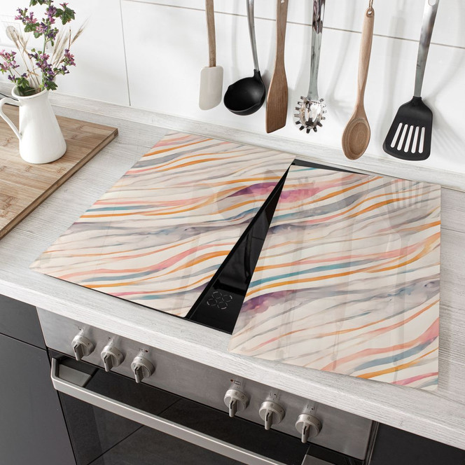 Herdabdeckplatte Abstrakte bunte Wellen - Treechild