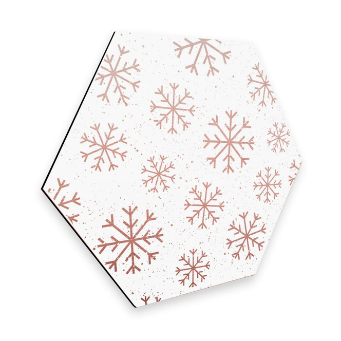 Hexagon - Alu-Dibond-Kupfereffekt Schneeflocken Eiskristalle