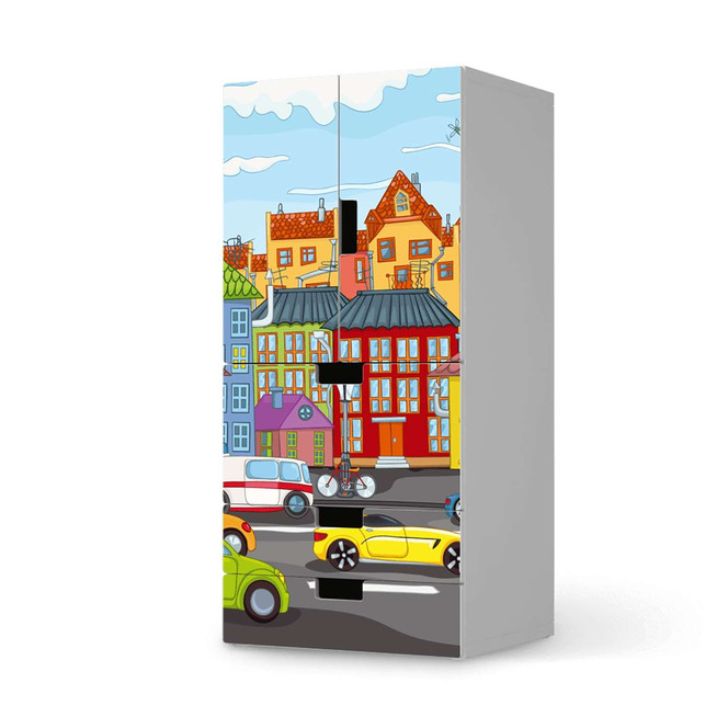 Möbelfolie IKEA Stuva / Malad - 3 Schubladen und 2 kleine Türen - City Life- Bild 1