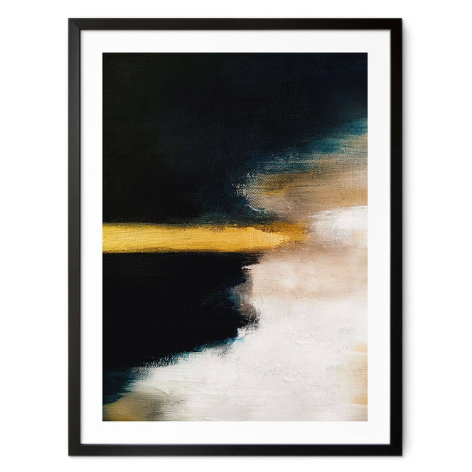 Poster Abstrakt - Pinselstriche Gold und Schwarz - Haniff