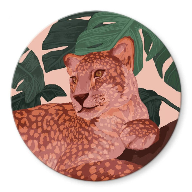 Glasbild Goed Blauw - Goldener Panther - Rund