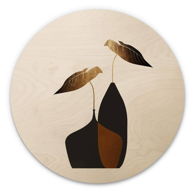 Holzbild Kubistika - Skandinavisches Bouquet - Rund