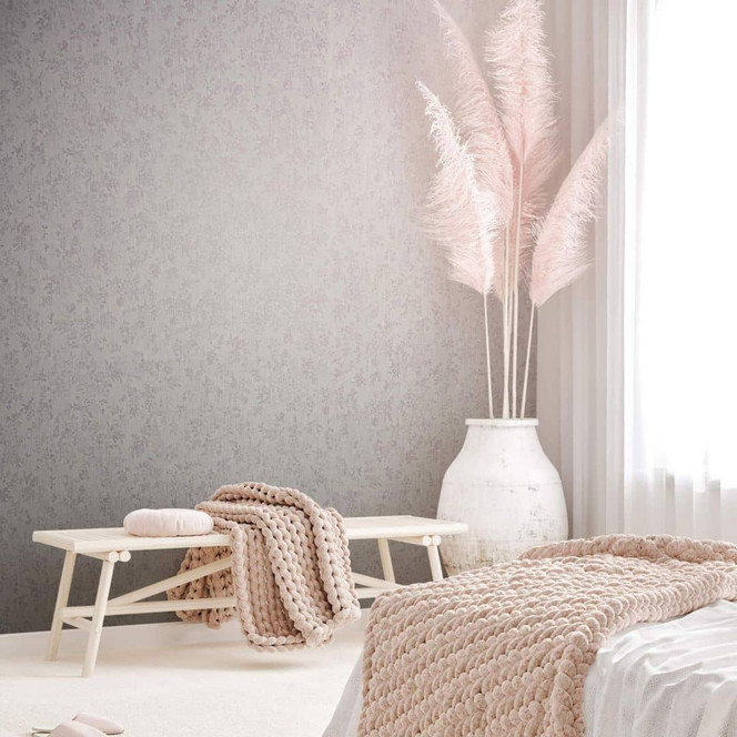 Vliestapete mit leicht opulentem Damaskmotiv weiss, rosa Grafisch