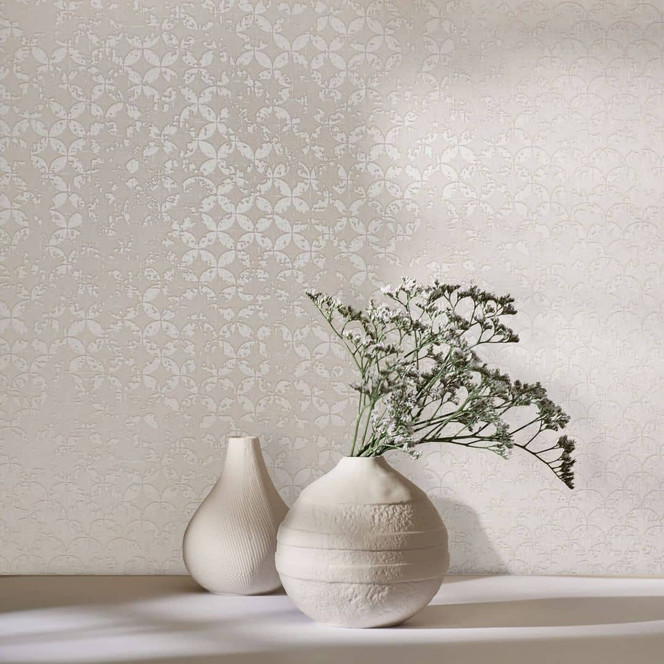 Vliestapete mit Sterne ornamentaler Stil beige Grafisch