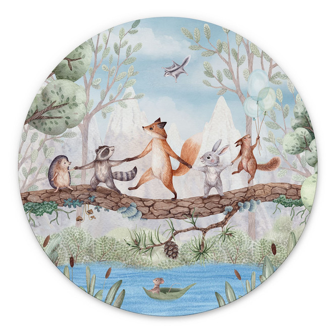 Wandbild Tierischer Ausflug in der Natur - Oliver Robins - Alu-Dibond - Rund