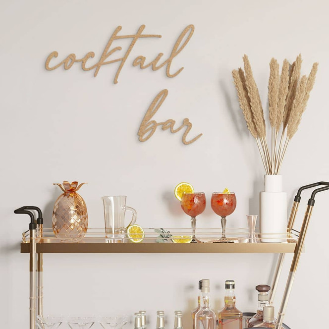 3D Schriftzug Cocktail Bar - MDF Natur