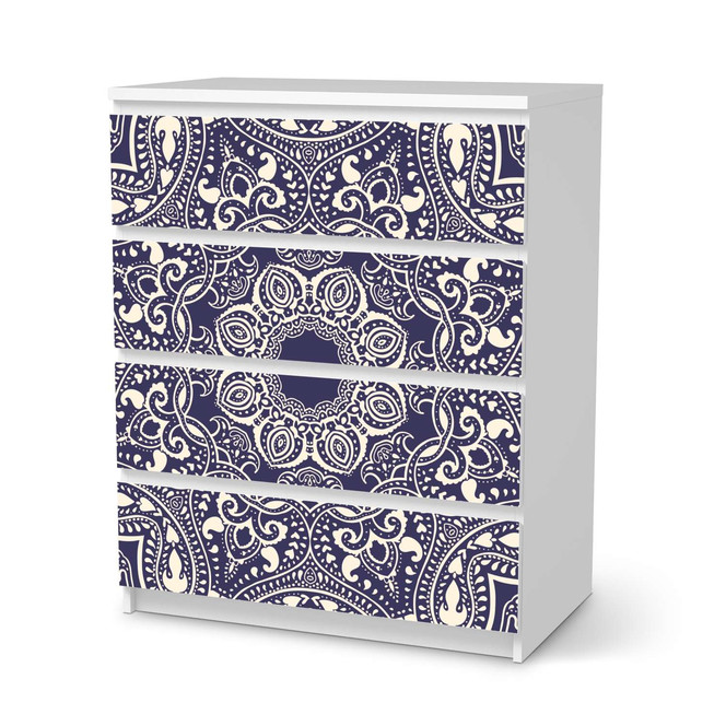 Folie IKEA Malm Kommode 4 Schubladen - Blue Mandala- Bild 1